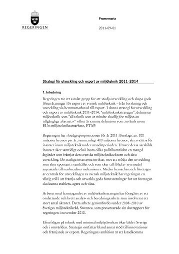 Strategi för utveckling och export av miljöteknik 2011–2014