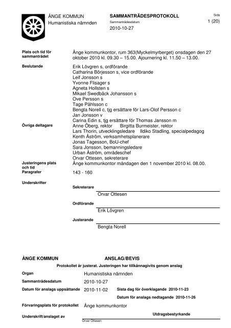 Protokoll humanistiska nämnden 2010-10-27.pdf - Ånge kommun