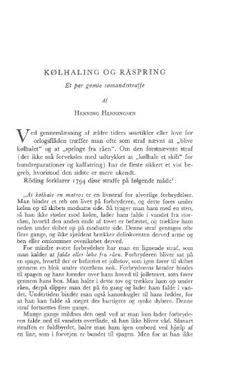 Kølhaling og råspring, et par gamle sømandsstraffe, s. 89-132