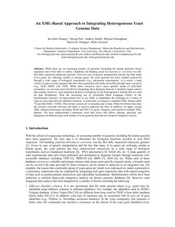 An XML-Based Approach to Integrating Heterogeneous Yeast Genome Data