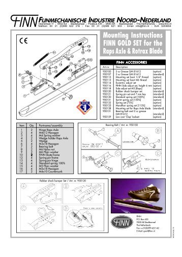 F I N -N Mounting Instructions FINN GOLD SET for the Raps Axle & Rotrax Blade