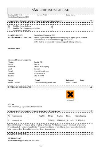 SÄKERHETSDATABLAD - Dahl