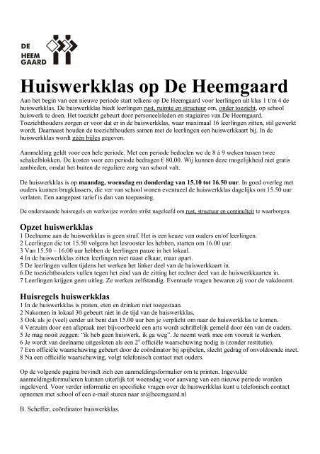 Huiswerkklas op De Heemgaard