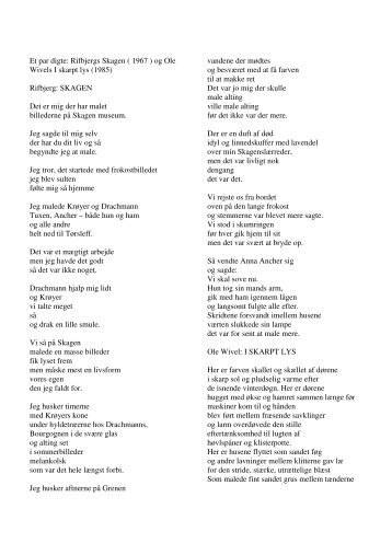 Et par digte: Rifbjergs Skagen ( 1967 ) og Ole Wivels I skarpt lys ...
