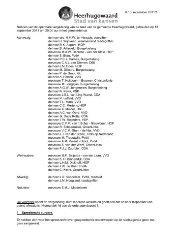 Raad 2011-09-13 Notulen.pdf - Welkom - Gemeente Heerhugowaard