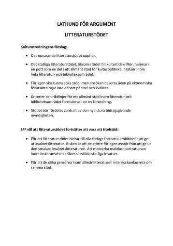 LATHUND FÖR ARGUMENT LITTERATURSTÖDET
