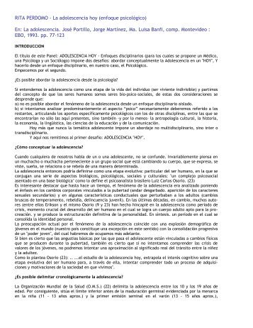 La Adolescencia hoy (un enfoque psicológico). Perdomo, Rita. - INAU