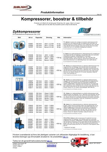 Kompressorer, Boostrar & tillbehör - Sublight Technology AB