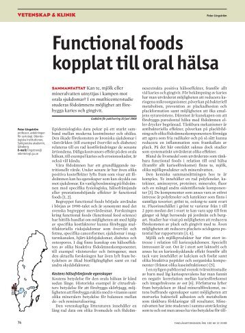 Functional foods kopplat till oral hälsa - Tandläkartidningen