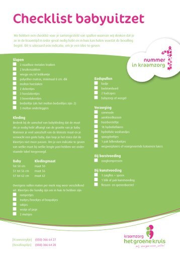 Checklist babyuitzet - Kraamzorg Het Groene Kruis