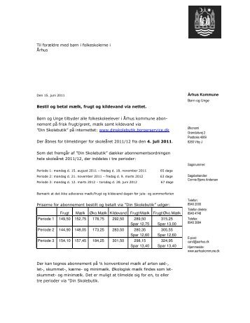 Århus Kommune Bestil og betal mælk, frugt og kildevand via nettet ...