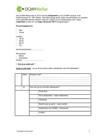 1 Het OCMW Meise start in 2012 met een Strijkatelier op de OCMW ...