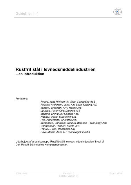 Rustfrit stål i levnedsmiddelindustrien – en introduktion