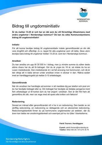 Bidrag till ungdomsinitiativ - Nordanstigs kommun