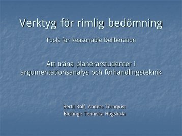 Tools for Reasonable Deliberation - MiSt-programmet
