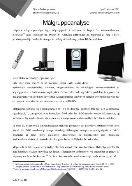 Bang & Olufsen markeds- og designanalyse [Feb. 2011]