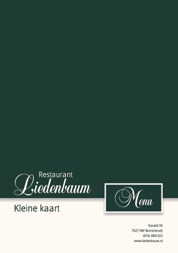 a la carte kleine kaart - Restaurant Liedenbaum