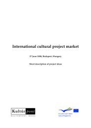 International cultural project market - Kultúrpont Iroda