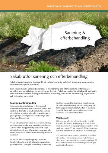 Sanering & efterbehandling Sakab utför sanering och efterbehandling