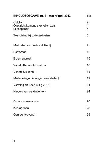 Het kerkblad van maart/april 2013 - Protestantse Gemeente Warmond