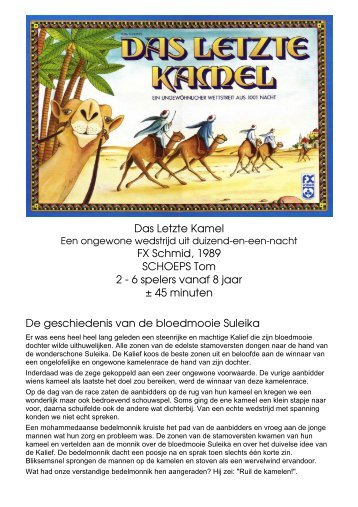 Das Letzte Kamel FX Schmid, 1989 SCHOEPS Tom 2 - Forum Mortsel