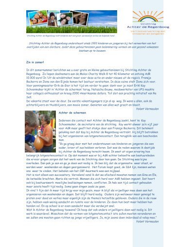 Achter de Regenboog E-zine zomer 2012 - Stichting Achter de ...