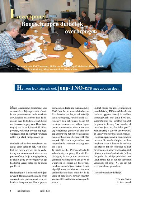 Pensioenkrant april 2011 - Stichting Pensioenfonds TNO