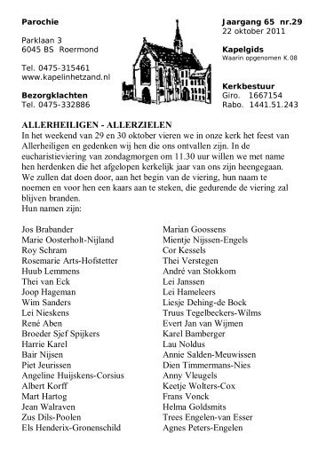 ALLERHEILIGEN - ALLERZIELEN In het ... - Kapelinhetzand.nl