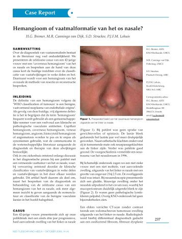 Hemangioom of vaatmalformatie van het os nasale? - Facial Plastic ...