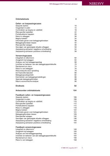 leer- en werkboek Wft- Beleggen/DSI Financieel adviseur - NIBE SVV