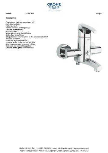 Description Single-lever bath/shower mixer 1/2" Non ... - GROHE