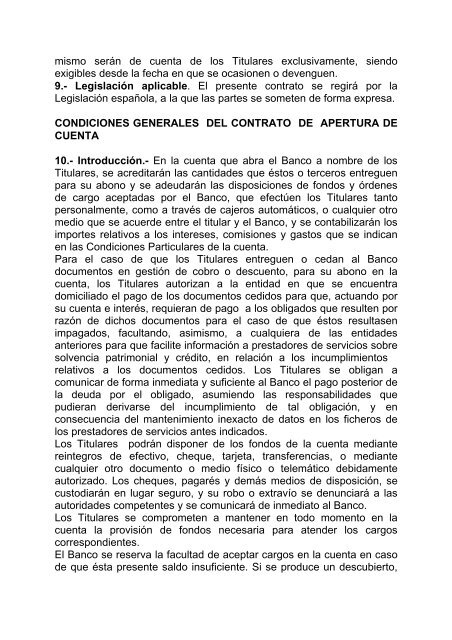 CONDICIONES GENERALES DE LOS CONTRATOS DE - Banesto