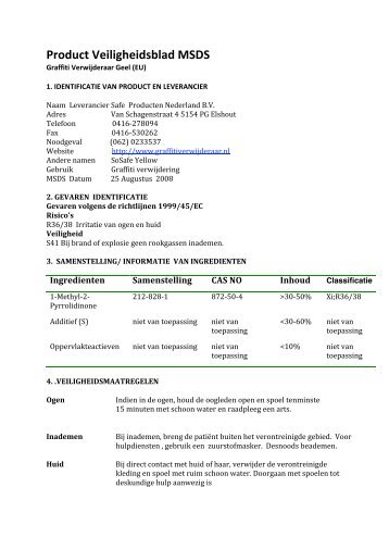 Product Veiligheidsblad MSDS - Beltraco