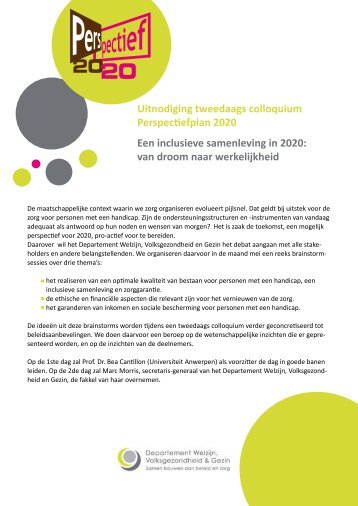 Uitnodiging tweedaags colloquium - Onafhankelijk Leven