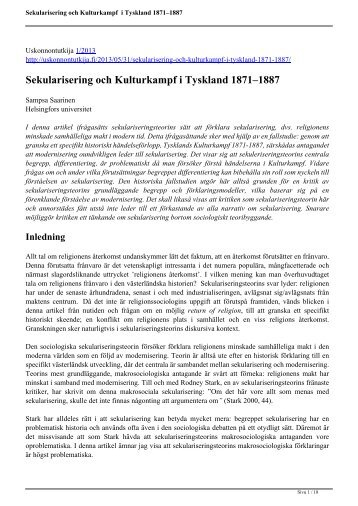 Sekularisering och Kulturkampf i Tyskland 1871 ... - Uskonnontutkija