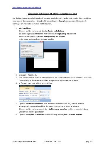 http://www.powerpoint-effecten.be Kerstkaartje met sneeuw.docx 12 ...