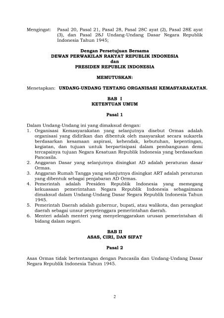 RUU Tentang Organisasi Masyarakat