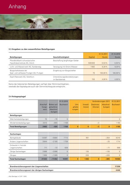 Geschäftsbericht 2011 - Spar- und Leihkasse Frutigen