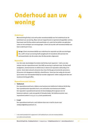 Onderhoud aan uw woning Zandvoort (pdf) - Woonstichting De Key