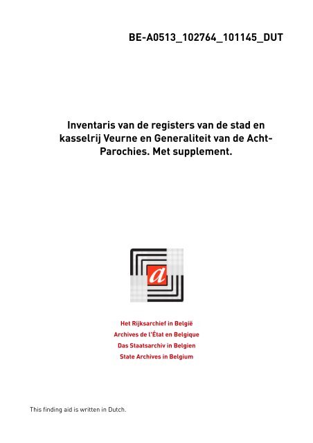 Inventaris van de registers van de stad en kasselrij Veurne en ...