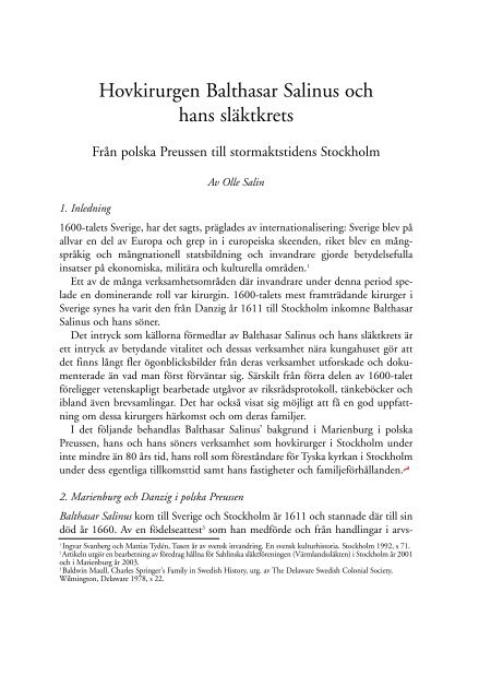 Hovkirurgen Balthasar Salinus och hans släktkrets - Sahlinska ...