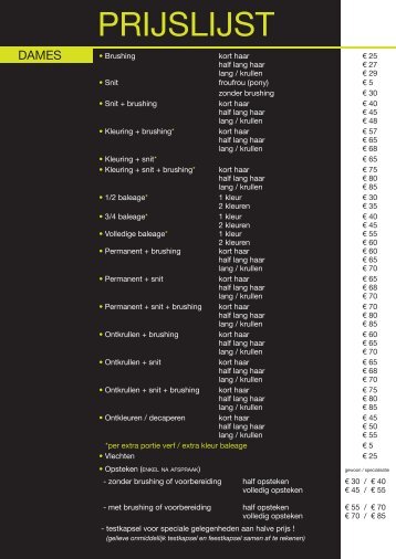 Download prijslijst in pdf-formaat - Kapsalon Dieter