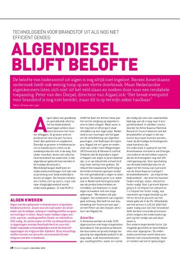 Biobrandstof: Algendiesel blijft belofte - VNCI