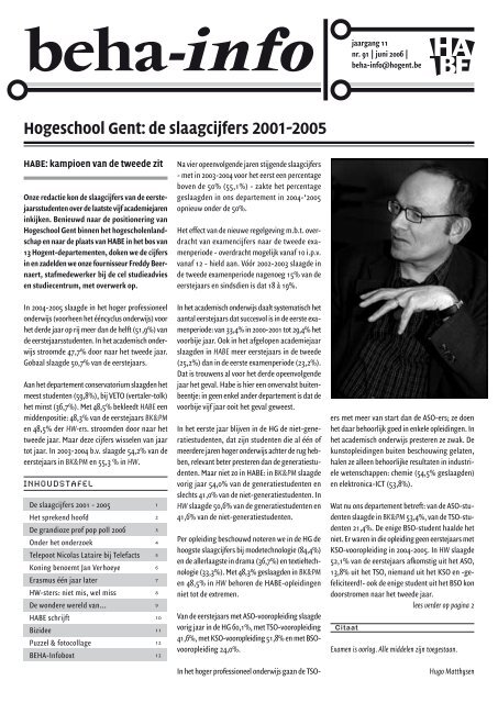 juni 2006 - HABE - Hogeschool Gent