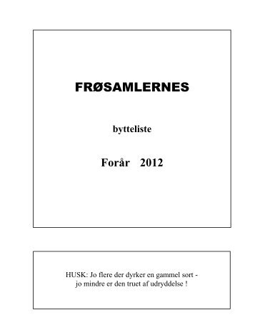 Forårslisten 2012 - Frøsamlerne