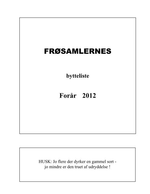 Forårslisten 2012 - Frøsamlerne