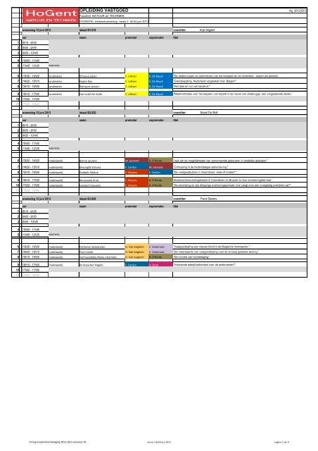 Rooster eindwerkverdedigingen vastgoed - Faculteit Natuur en ...