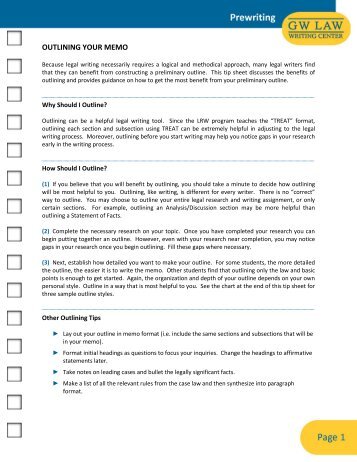 Outlining Your Memo Tip Sheet