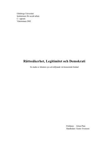 Rättssäkerhet, Legitimitet och Demokrati - Balansen - Göteborg