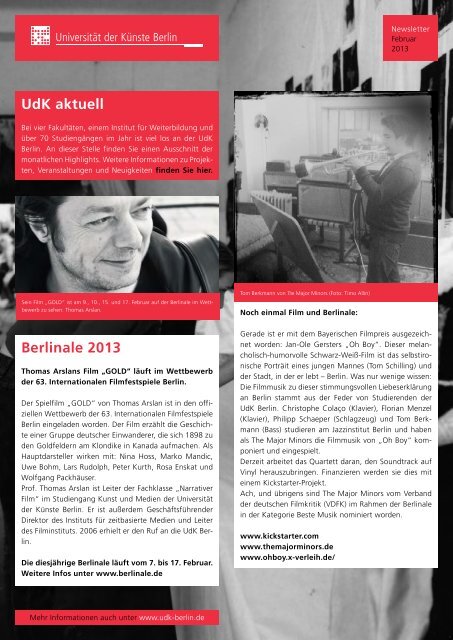 Newsletter Februar 2013 - Universität der Künste Berlin